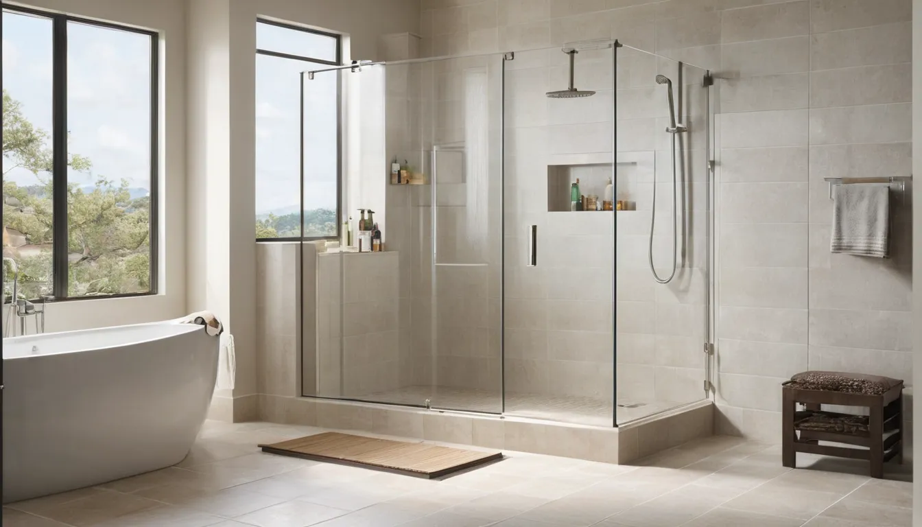 Bright, accessible walk-in shower with a bench and grab bars in a Waterbury home